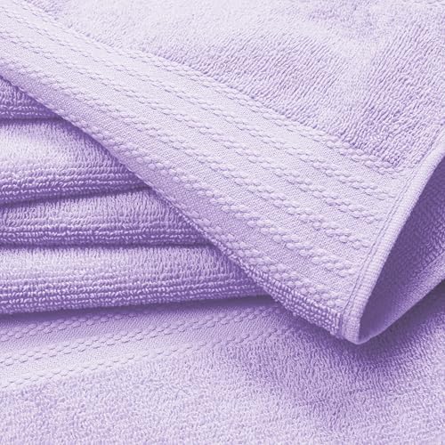 GLAMBURG Premium Cotton 4 Pack Bath Towel Set - 100% Pure Cotton - 4 Bath Towels 27x54 - Ideal for Everyday use - Ultra Soft & Highly Absorbent - Purple