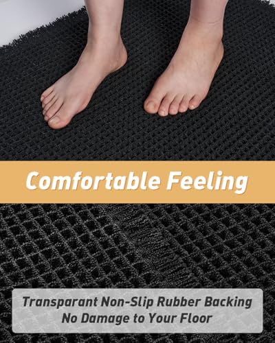 Upgraded Waffle Bath Mat Set of 2 Absorbent Bathroom Mat 18"x30" + 24"x48"