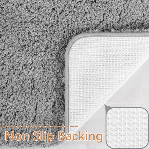 LOCHAS Bathroom Rugs 24x17 Inch, Microfiber Bath Rug Non Slip, Grey