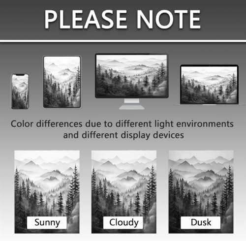 Black and White Forest Shower Curtain, 72x72 in, Mens Mountain Nature
