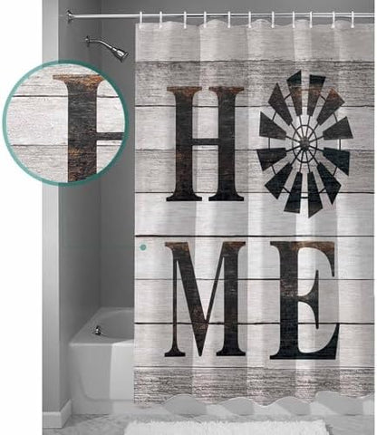 Shower Curtain Bathroom Set Rustic Farm Windmill Home Quotes Waterproof Shower Curtains with Grommets Hooks Chic Wooden Plank Privacy Bath Curtain for Bathtub Decor 72x78in