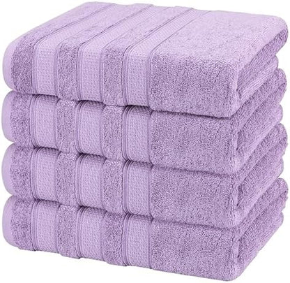 American Soft Linen Salem 100% Cotton Turkish 4 Piece Bath Towels for Bathroom, 600 GSM Soft Absorbent Quick Dry Bath Towel Set, Lilac