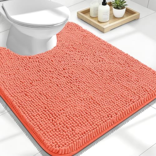 OLANLY Toilet Rugs U-Shaped 24x20, Soft Absorbent Chenille Contour Rugs