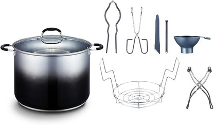 CONCORD 20 Quart Stainless Steel Canning Pot Set. Includes Canning Rack, Tongs, Jar Lifter, Funnel, Wrench, Lid Lifter, Mixer/Measurer (Induction Compatible)