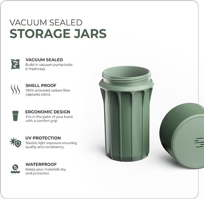Staze Air Tight Smell Proof Container (148ml) – Vacuum Seal Jar - Waterproof Food Storage Canister, Portable Small Smell Proof Jar for Coffee, Herb, Spice & Gummies - (AUTUMN TRIO)