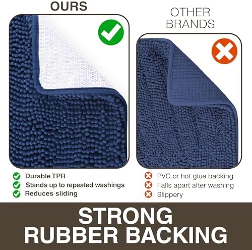Neater Home Plush Bathroom Rugs 36x24 Thick Chenille Quick Dry Microfiber Absorbent Bath Mat, Soft Bath Rugs, Machine Washable Bathroom Floor Mat for Tub Shower Sink, Home Decor Accessories, Navy