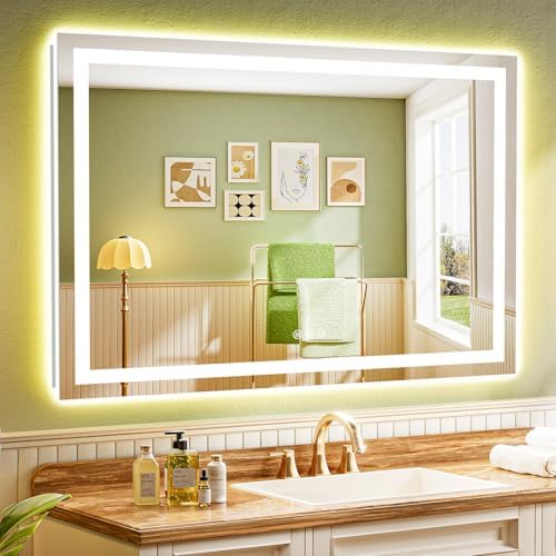 51x40 LED Bathroom Mirror with Lights, Lighted Vanity Mirror