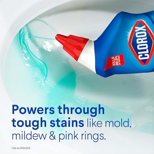 Clorox Toilet Bowl Cleaner with Bleach, Rain Clean Scent, Kills 99.9% of Germs, Removes Toilet Rings and Mold Stains, 24 fl oz, Pack of 2