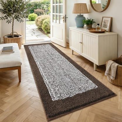 70x24 Long Bathroom Rugs Non Slip Washable, Soft Absorbent Bath Mat Brown