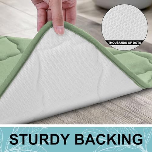 OLANLY Memory Foam Bath Mat Rug 47x20, Ultra Soft Bathroom Rugs, Sage Green