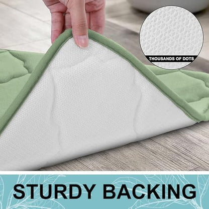 OLANLY Memory Foam Bath Mat Rug 47x24, Ultra Soft Bathroom Rugs, Sage Green