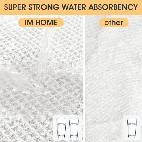 IM HOME Waffle Bath Mat White 32"x20", Boho Woven Modern Bath Mat Rugs, Absorbent Non Slip Bathroom Rugs, Soft Washable Bath Rugs with Tassels for Bathroom, Bedroom, Kitchen, Shower, Tub