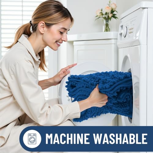 Smiry Bathroom Rugs 24X16, Extra Soft Rubber Backing Chenille Bath Mats