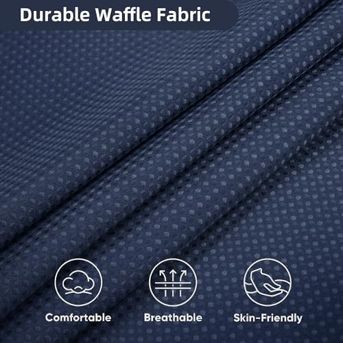 3 in 1 Waffle Shower Curtain Set, Shower Curtain and Liner Set with 12 Double Sided Shower Curtain Hooks, 72 x 84 Fabric Shower Curtains for Bathroom, Navy Blue