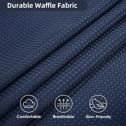 3 in 1 Waffle Shower Curtain Set, Shower Curtain and Liner Set with 12 Double Sided Shower Curtain Hooks, 72 x 84 Fabric Shower Curtains for Bathroom, Navy Blue