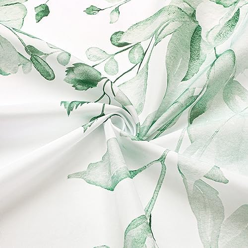 Gibelle MintGreen Eucalyptus Shower Curtain, Watercolor Floral Print, 72x78