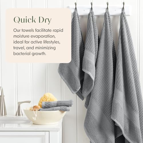 Springtree Home 100% Cotton Bath Towel Set | 6-Piece Set | Textured | Grey