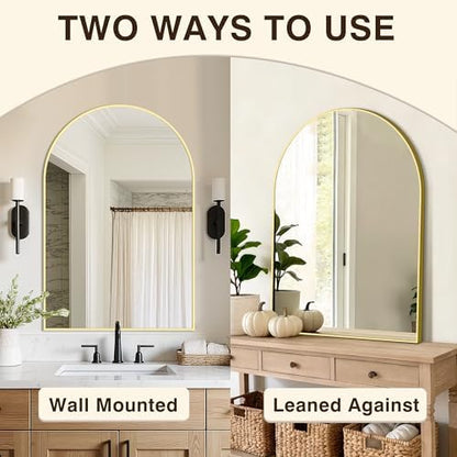 Arched Bathroom Vanity Mirror for Over Sink, 2 Pack 36”x24”, Gold