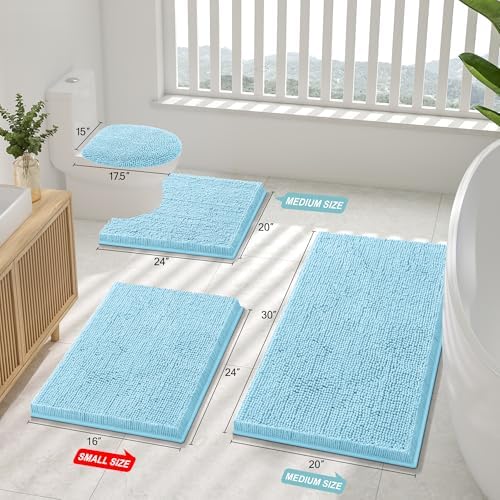 Smiry Bathroom Rugs 24X16, Luxury Chenille Extra Soft Absorbent Bath Mat