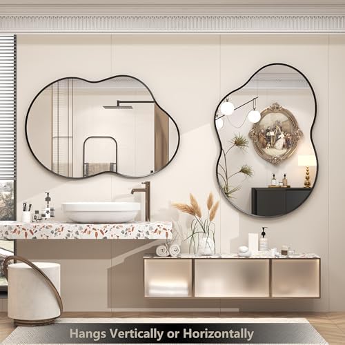 20x32 Inch Black Irregular Wall Mirror