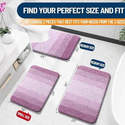 OLANLY Micorfiber Bathroom Rug Set 2 Piece, 30"x20"+U-Shaped 24"x20"