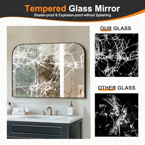 Delma 30"x40" Black Metal Framed Bathroom Mirror for Over Sink