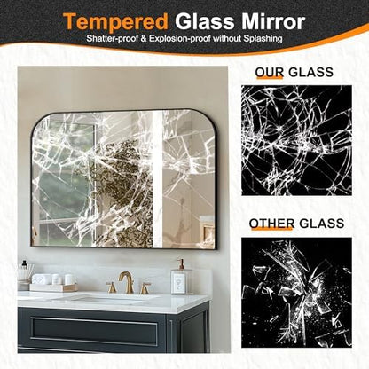 Delma 30"x40" Black Metal Framed Bathroom Mirror for Over Sink