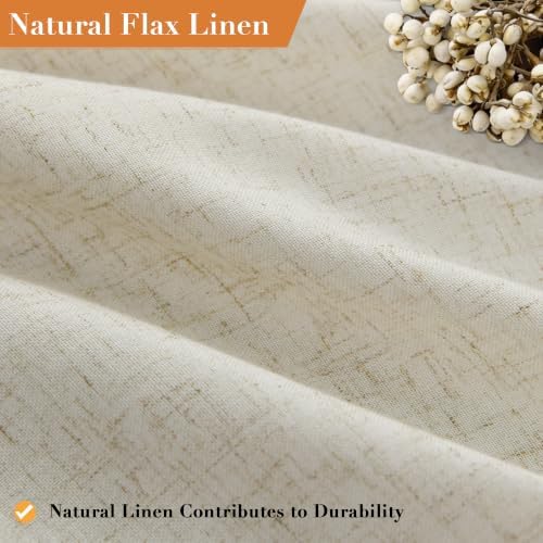 Nanspring Extra Long Linen Shower Curtain for Bathroom 84 Inch Light Beige