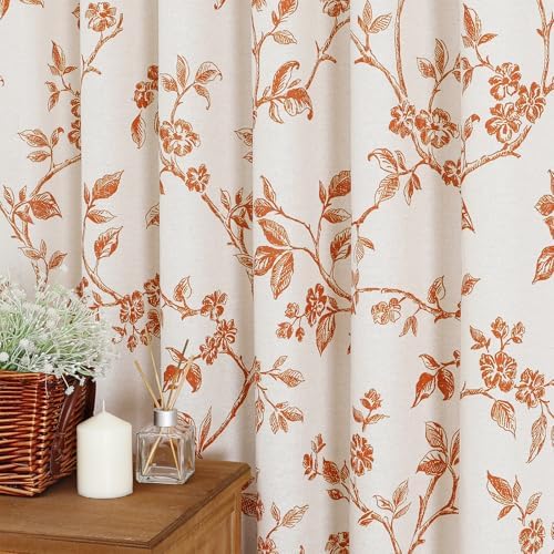 MitoVilla Long Cotton Floral Shower Curtain for Bathroom,72 x 78