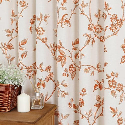 MitoVilla Long Cotton Floral Shower Curtain for Bathroom,72 x 78