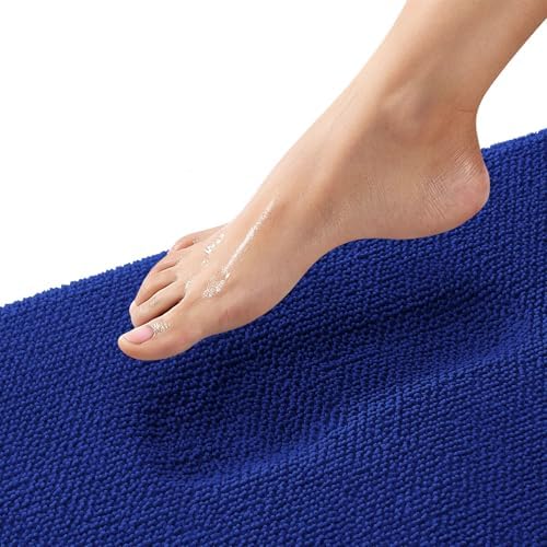 OLANLY Thick Memory Foam Bathroom Rug 36x24, Absorbent Bath Mat, Royal Blue