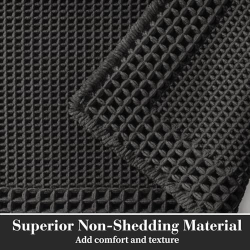 RESARE Waffle Bath Mat for Bathroom, Non Slip Bathroom Rugs 20"x32" Black