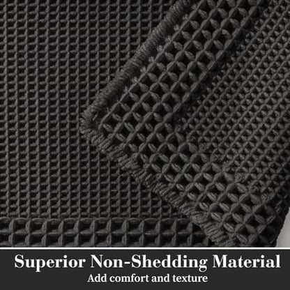 RESARE Waffle Bath Mat for Bathroom, Non Slip Bathroom Rugs 17"x24" Black