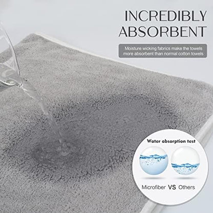 KinHwa Hand Towels for Bathroom, Microfiber Face Towels, 16x30 Inch, 4 Pack