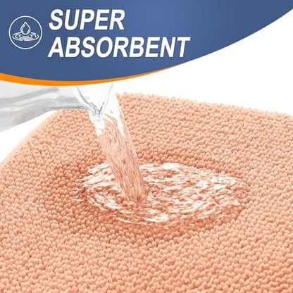 OLANLY Memory Foam Small Bathroom Rugs 24x16, Absorbent Bath Mat, Peach