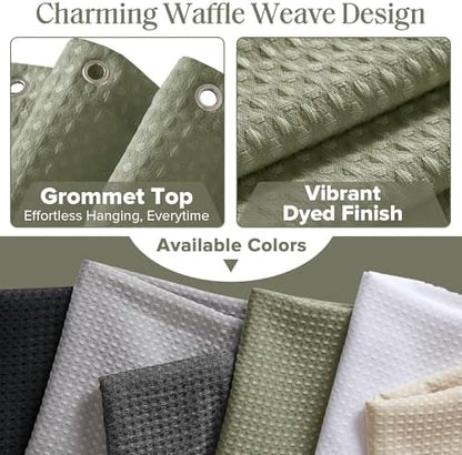 Madison Park Arbor Waffle Shower Curtain for Bathroom, 72 x 72, Sage Green