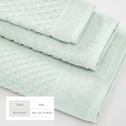 Great Bay Home Oversized Bath Sheets - 100% Cotton 2 Pack 68x35 Extra Large Towel - Absorbent, Durable, Quick-Dry Towels for Bathroom (Pastel Blue)