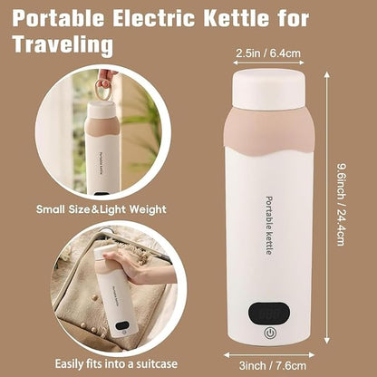 Travel Electric Kettle Small 304 Stainless Steel Portable Kettle with Automatic Shut Off & 6 Temperature Control for Coffee/Tea/Milk, 450mL Mini Hot Water Boiler