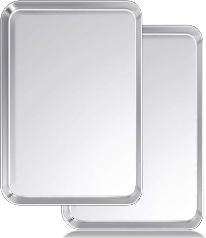 Baking Sheet Set of 2, Wildone Stainless Steel Baking Tray Cookie Pan, Size 20 x 14 x 1 Inch, Non Toxic & Heavy Duty & Easy Clean