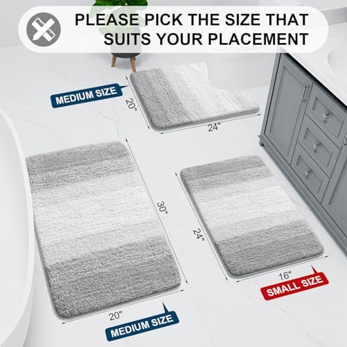Arotive Microfiber Bathroom Rugs, Shaggy Soft Absorbent Bath Rug, 70x24