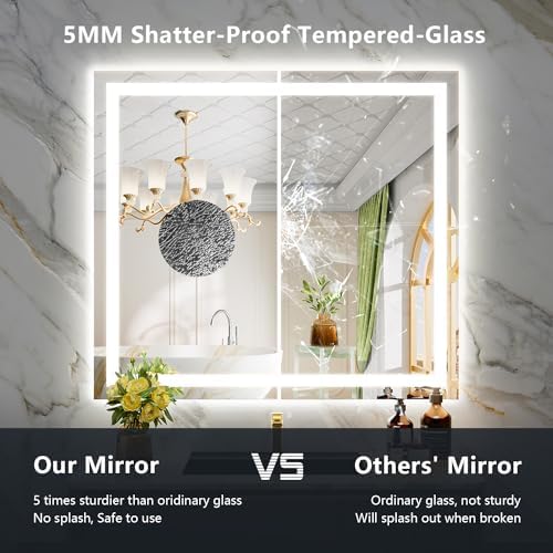 40x36 LED Bathroom Mirror with Lights, Lighted Vanity Mirror