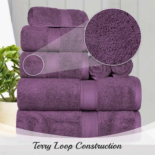 SUPERIOR Egyptian Cotton Ultra Plush & Absorbent, 8 Piece Set, Plum