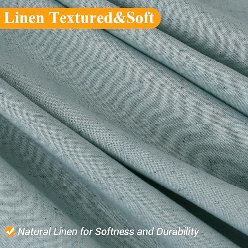 Naturoom Linen Shower Curtain 78 Inch Long for Bathroom Light Blue 1 Panel