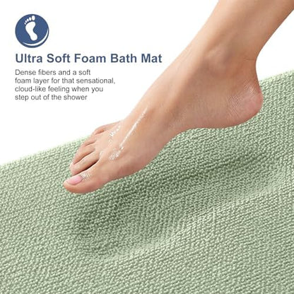 OLANLY Thick Memory Foam Bathroom Rug 34x21, Absorbent Bath Mat, Sage Green