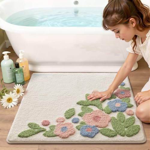 LUMI Square Bathroom Rug 32x32, Soft Absorbent Bath Mat, Non Slip