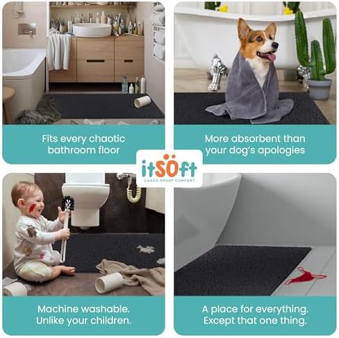 Runner Chenille Bath Mats 71"x21", Plush Absorbent Quick Dry, Soft & Machine Washable, Non Slip Carpet for Bathroom, Thick Bathroom Rugs, Shower Restroom Rug Mat, Alfombras De Bano, Bathrugs