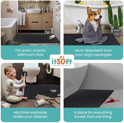 Runner Chenille Bath Mats 71"x21", Plush Absorbent Quick Dry, Soft & Machine Washable, Non Slip Carpet for Bathroom, Thick Bathroom Rugs, Shower Restroom Rug Mat, Alfombras De Bano, Bathrugs