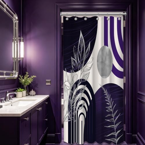 Dark Purple and Grey Stall Shower Curtain, 36X72 in Narrow Small