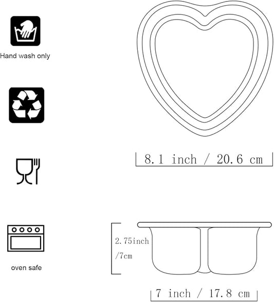 7 x 3 Inch Heart Shaped Cake Pans Set of 2, Aluminum Heart Cake Tin, Baking Cake Pan for Wedding, Party, Family Occasions, Chocolate, Bread. (Heart, 7 × 3 Inch Heart Cake Pan)