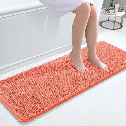 OLANLY Bathroom Runner Rugs 47x17, Extra Soft Absorbent Chenille Bath Rugs